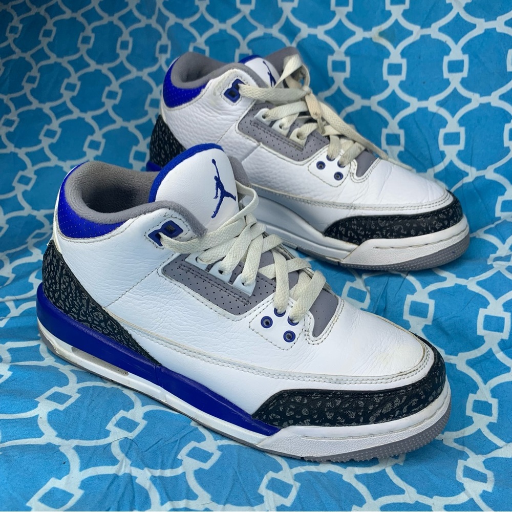 Nike Women’s size 8 Air Jordan 3 racer blue retro og Wmns cement grey sneakers - Picture 1 of 11